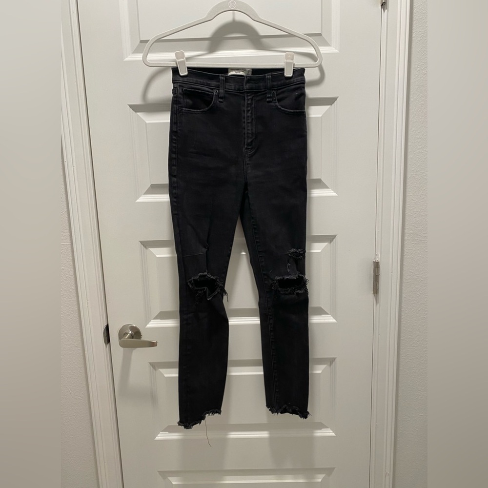 Abercrombie Super Skinny Ankle High Rise Denim Stretch Jeans 26 Distressed